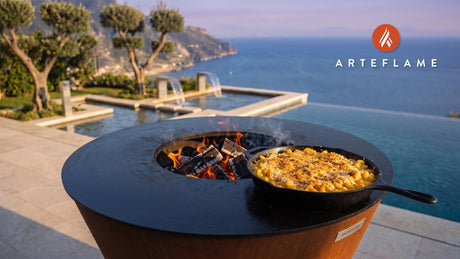 Grilled Mac and Cheese cooking on an Arteflame grill