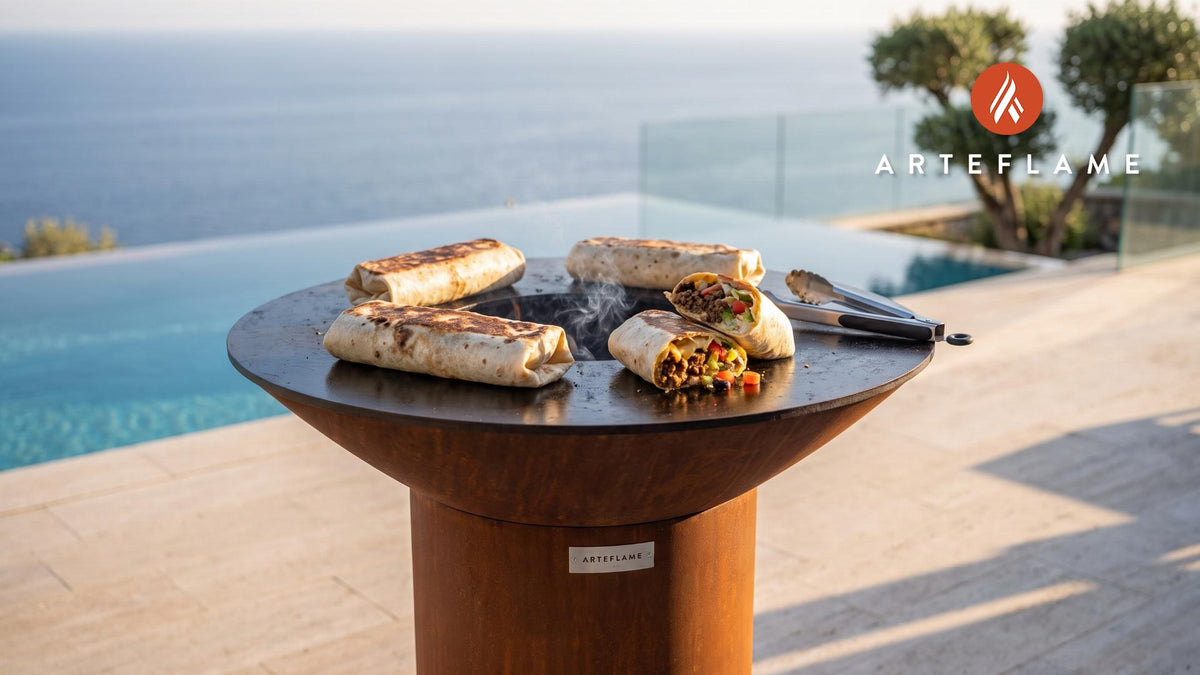 Grilled Beef Burrito cooking on an Arteflame grill
