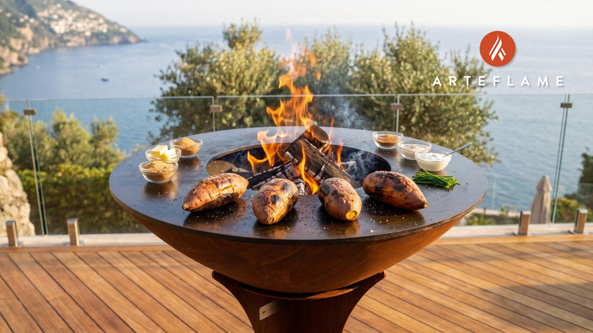 Baked Sweet Potato cooking on an Arteflame grill