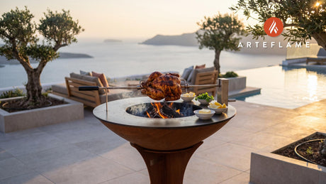 Rotisserie Butter Chicken cooking on an Arteflame grill