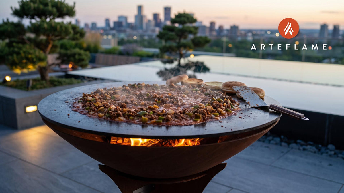 Sloppy Joes cooking on an Arteflame grill