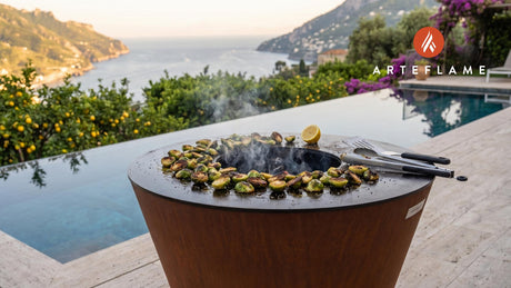 Grilled Brussels Sprouts cooking on an Arteflame grill