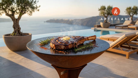 Tomahawk Steak cooking on an Arteflame grill
