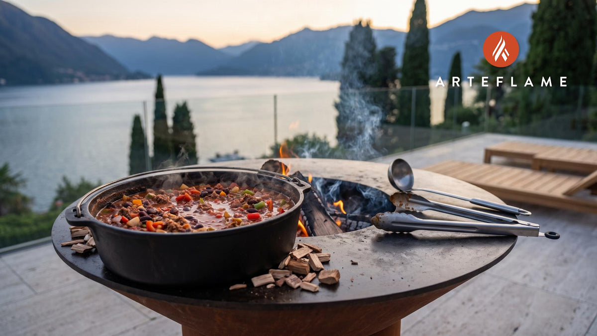 Grilled Chili Con Carne cooking on an Arteflame grill