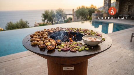 Grilled Potato Salad cooking on an Arteflame grill