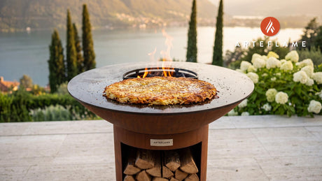 Crispy Potato Rosti cooking on an Arteflame grill