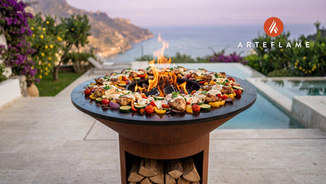 Wood-Fired Grilled Chicken & Vegetable Casserole cooking on an Arteflame grill