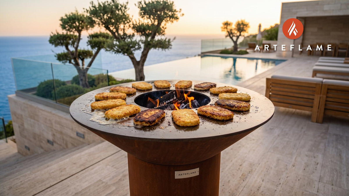 Crispy Hash Browns cooking on an Arteflame grill