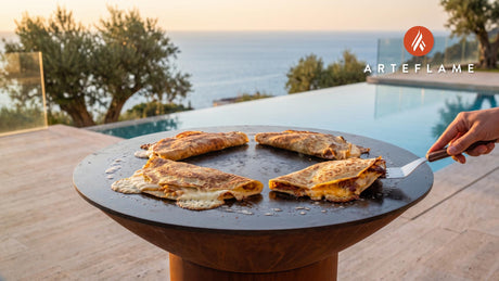 Grilled Cheese Crepes cooking on an Arteflame grill
