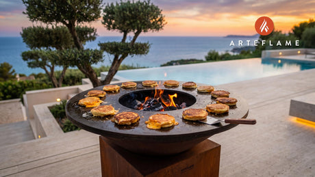 Grilled Cheese Pancakes cooking on an Arteflame grill