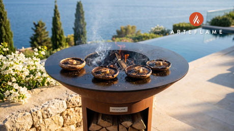 Grilled Portobello Mushrooms cooking on an Arteflame grill