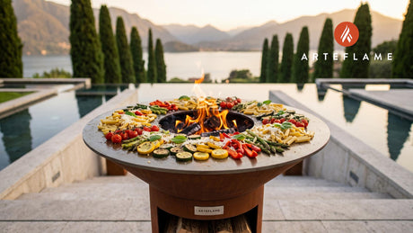 Grilled Pasta Primavera cooking on an Arteflame grill