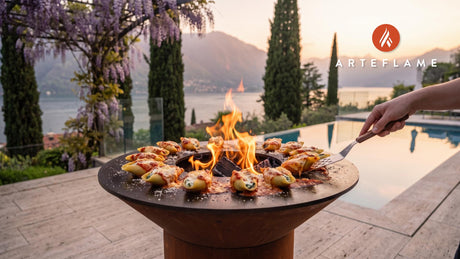 Grilled Stuffed Shells cooking on an Arteflame grill