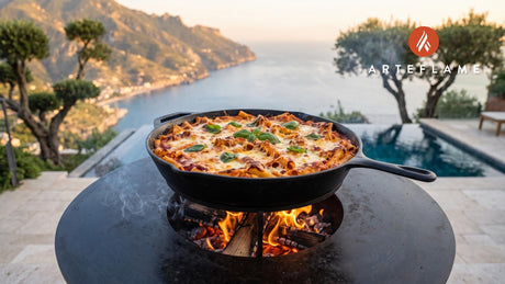 Grilled Baked Ziti cooking on an Arteflame grill