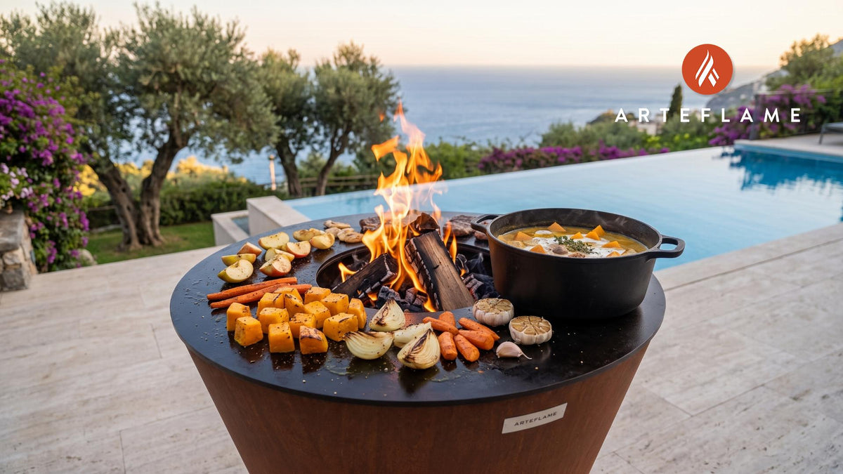 Grilled Butternut Squash Soup cooking on an Arteflame grill