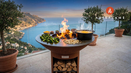 Grilled Broccoli Cheddar Soup cooking on an Arteflame grill