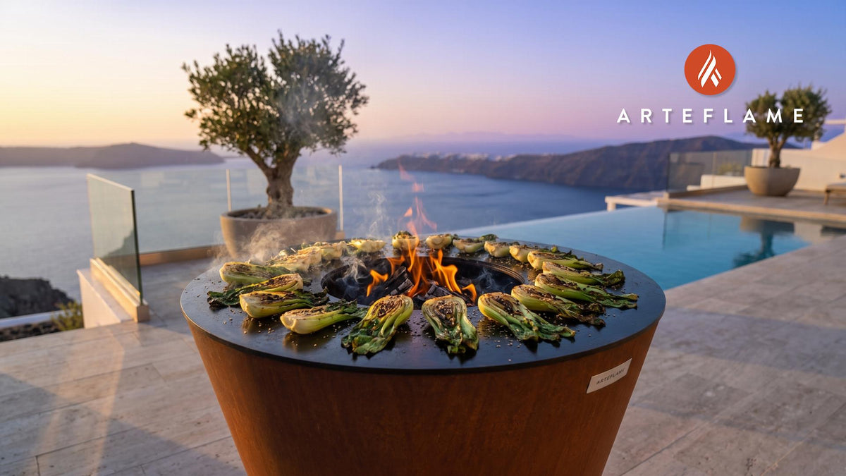 Grilled Bok Choy cooking on an Arteflame grill