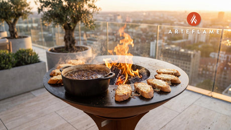 Grilled French Onion Soup cooking on an Arteflame grill