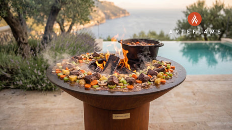 Grilled Beef Stew cooking on an Arteflame grill