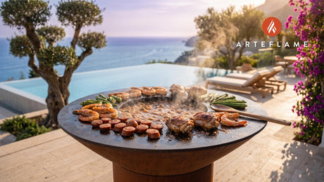 Grilled Chicken & Sausage Gumbo (Wood-Fired) cooking on an Arteflame grill