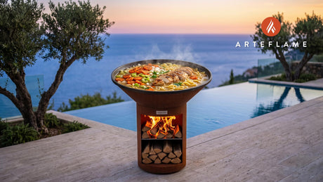 Grilled Chicken Noodle Soup cooking on an Arteflame grill