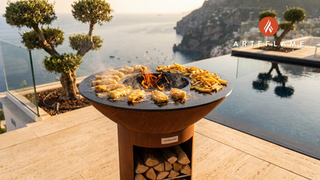 Fish and Chips cooking on an Arteflame grill
