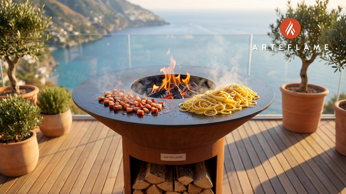 Classic Carbonara cooking on an Arteflame grill