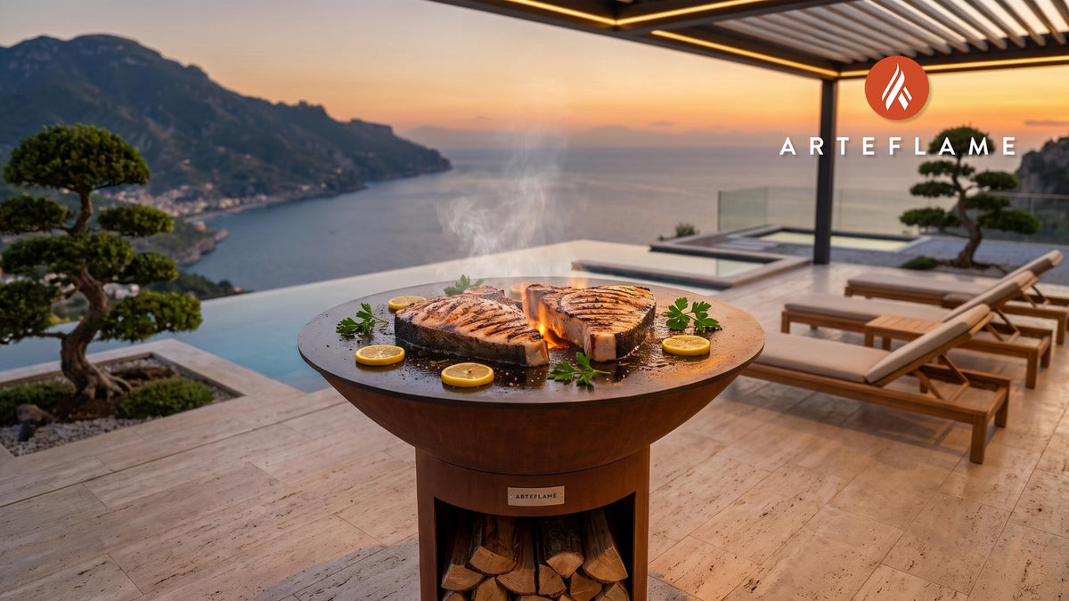 Seared Swordfish Steaks cooking on an Arteflame grill