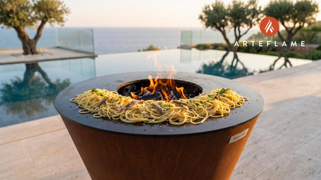 Anchovy Pasta cooking on an Arteflame grill