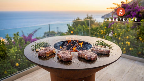 Grilled Venison Steaks cooking on an Arteflame grill
