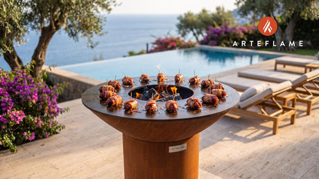 Grilled Bacon Wrapped Dates cooking on an Arteflame grill