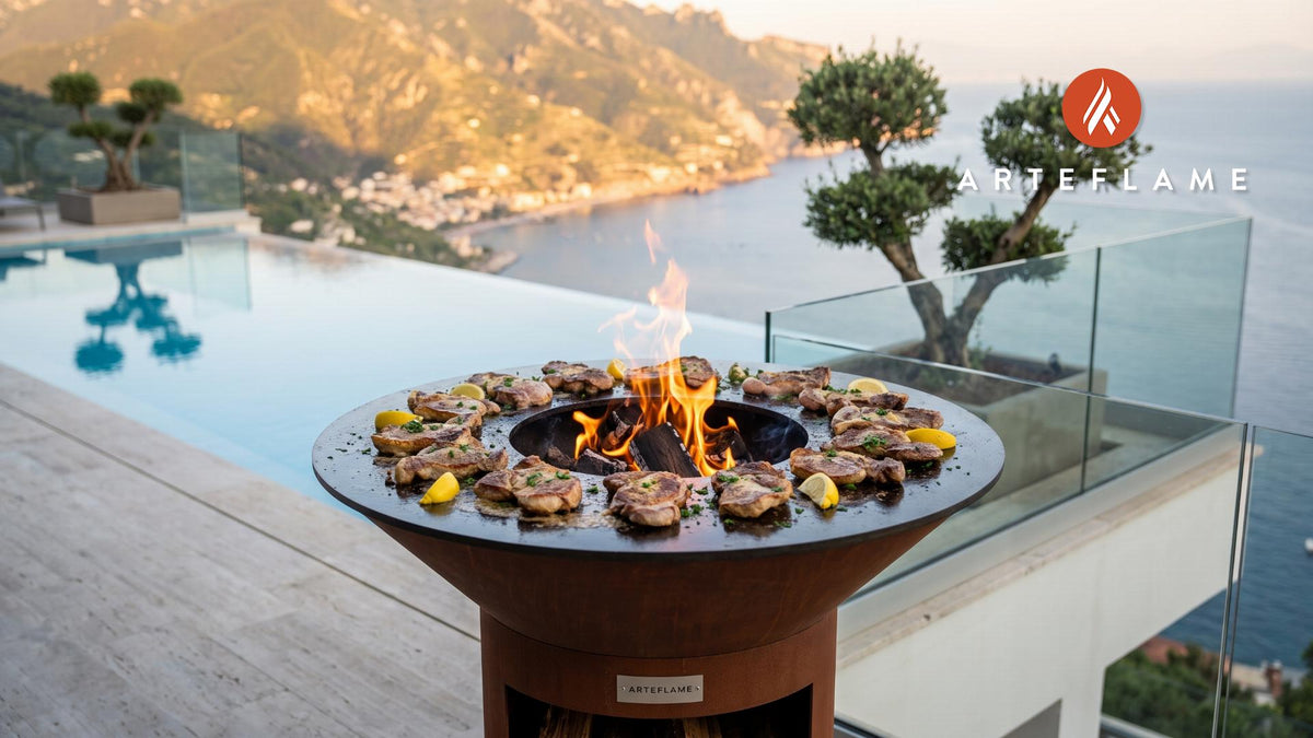 Grilled Rocky Mountain Oysters cooking on an Arteflame grill