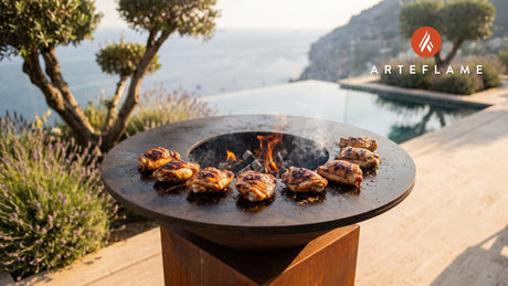 Juicy Grilled Chicken Thighs cooking on an Arteflame grill