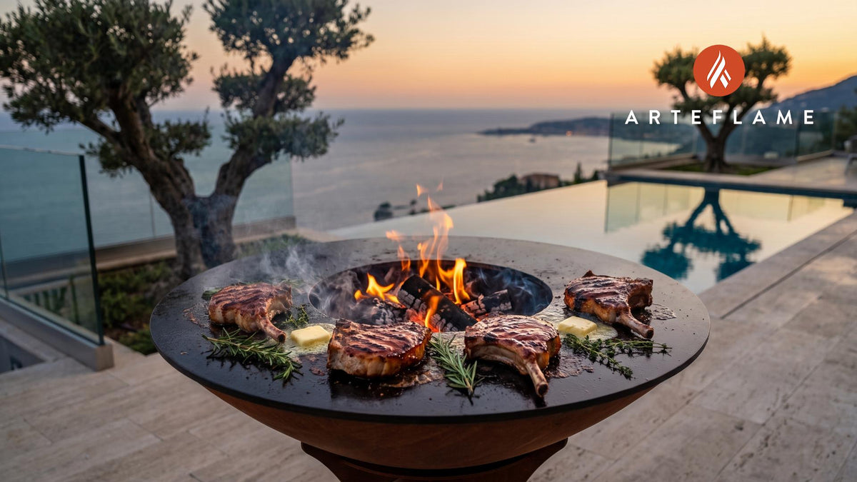 Juicy Grilled Pork Chops cooking on an Arteflame grill