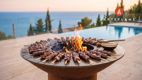 Grilled Steak Skewers cooking on an Arteflame grill