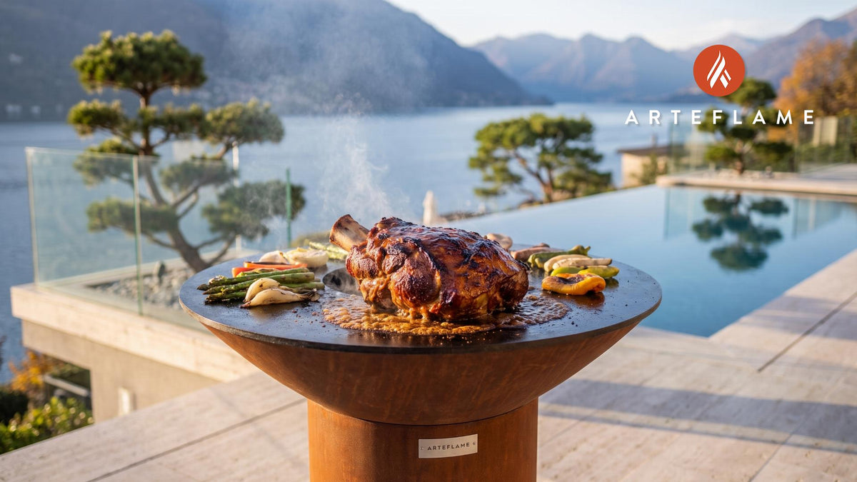 Juicy Grilled Pork Shoulder cooking on an Arteflame grill
