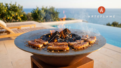 Seared Crispy Pork Belly cooking on an Arteflame grill