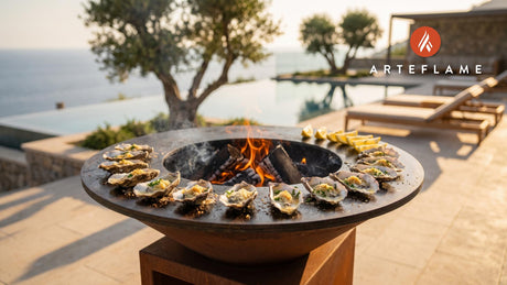Oysters Au Gratin cooking on an Arteflame grill