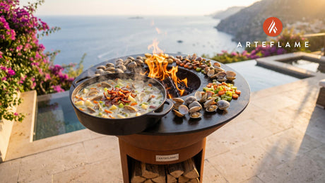 Grilled Clam Chowder cooking on an Arteflame grill