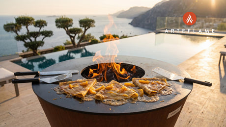 Crepes Suzette Flambé cooking on an Arteflame grill