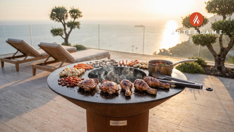 Grilled Coq au Vin cooking on an Arteflame grill