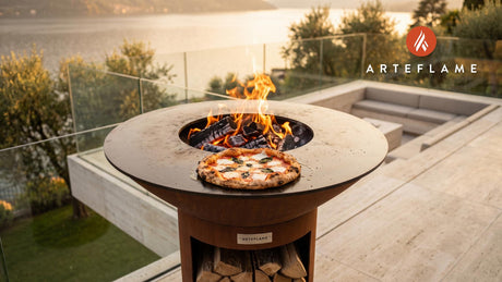 Grilled Margherita Pizza cooking on an Arteflame grill