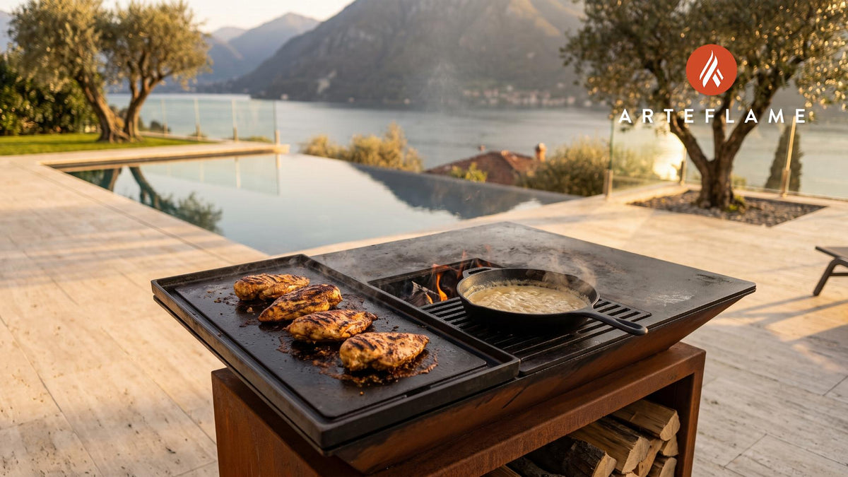 Grilled Chicken with Coconut Lime Cream Sauce cooking on an Arteflame grill