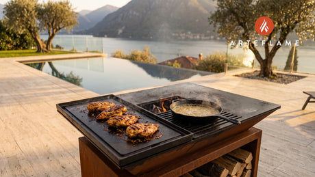 Grilled Chicken with Coconut Lime Cream Sauce cooking on an Arteflame grill