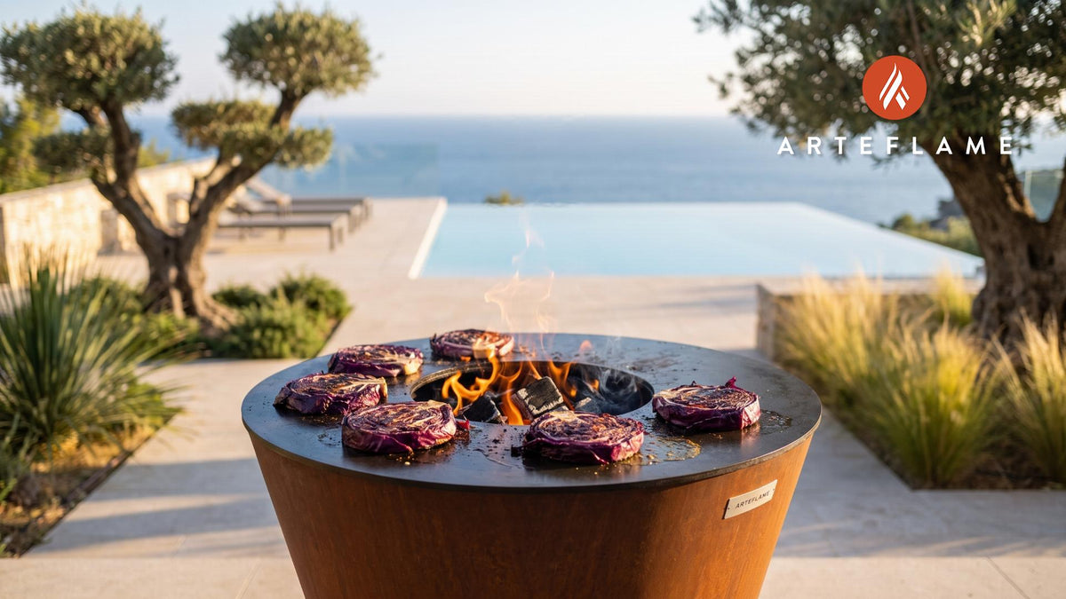 Grilled Red Cabbage Steaks cooking on an Arteflame grill