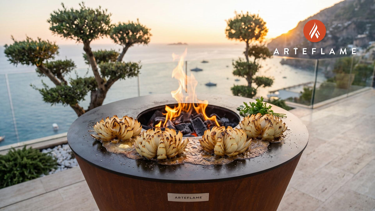 Grilled Vidalia Onion Blossoms cooking on an Arteflame grill