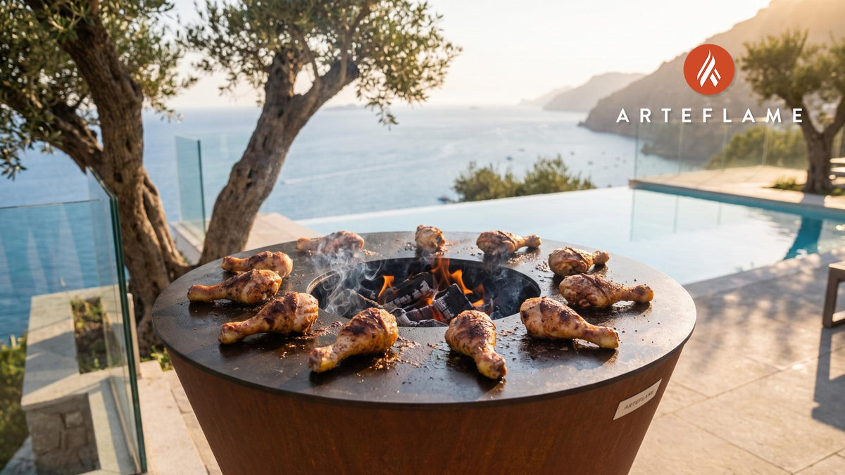 Grilled Chicken Drumsticks cooking on an Arteflame grill