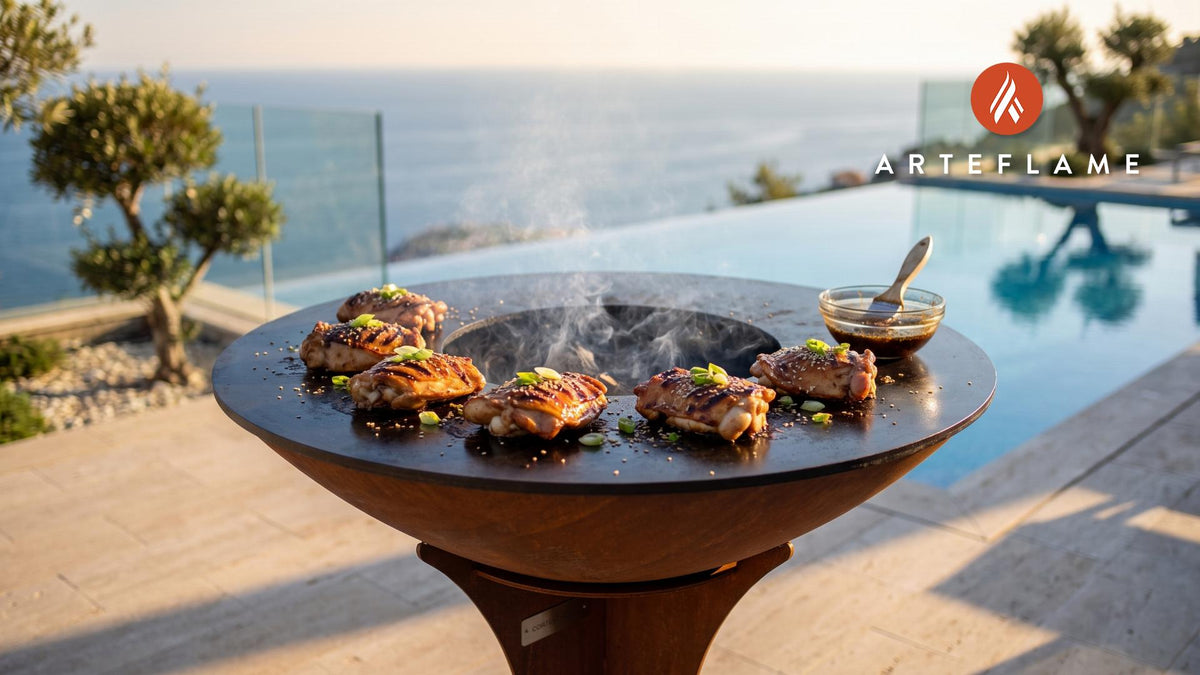 Sesame Soy Chicken Thighs cooking on an Arteflame grill