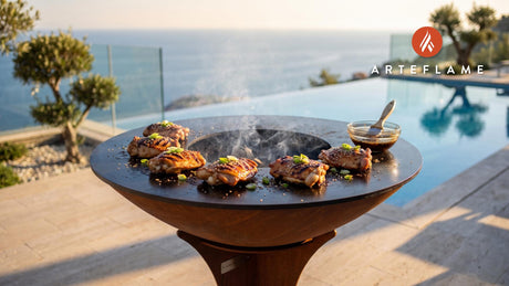 Sesame Soy Chicken Thighs cooking on an Arteflame grill