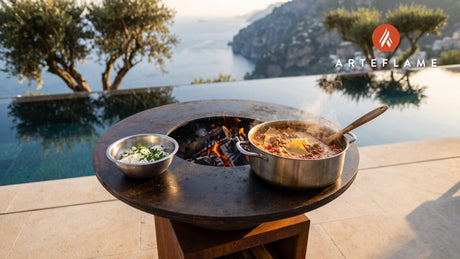 Lasagna Soup cooking on an Arteflame grill